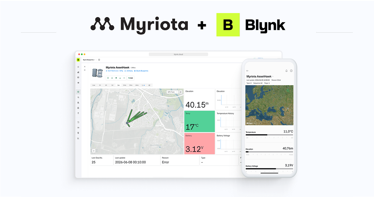 Myriota expands application ecosystem with support for Blynk Blueprints